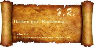 Hamburger Radamesz névjegykártya